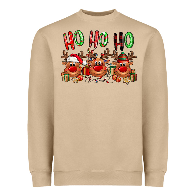 Ho Ho Ho Reindeer Heavyweight Sweatshirt by NancyCooperArtShop | Teevron
