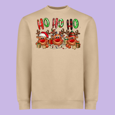 Ho Ho Ho Reindeer Heavyweight Sweatshirt Designed By Nancycooperartshop