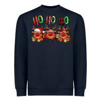 Navy Ho ho ho Reindeer Heavyweight Sweatshirt - NancyCooperArtShop