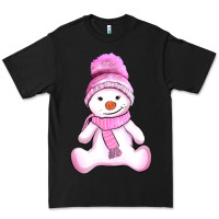 Black winter pink snowman and hat Premium Tee - AdoDesignShop