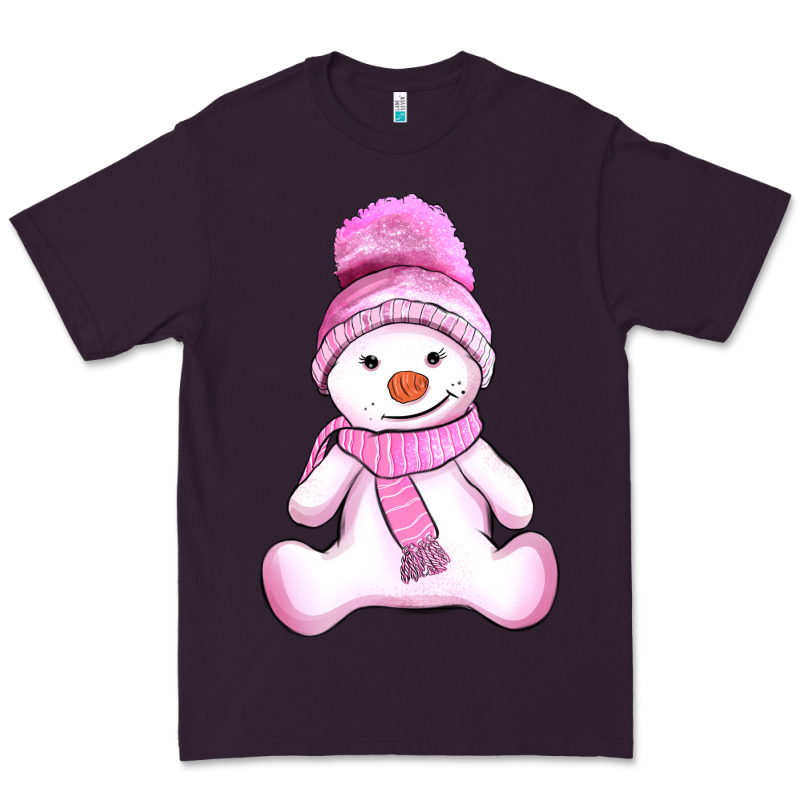 Winter Pink Snowman And Hat Premium Tee by AdoDesignShop | Teevron