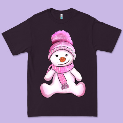 Winter Pink Snowman And Hat Premium Tee Designed By Adodesignshop