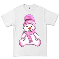 White winter pink snowman and hat Premium Tee - AdoDesignShop