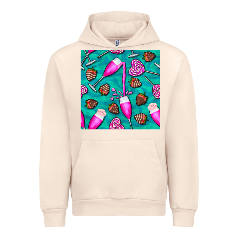 Valentines Day Champagne And Strawberry Urban Hoodie by BundleAndBundleShop | Teevron