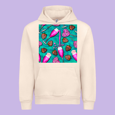 Valentines Day Champagne And Strawberry Urban Hoodie Designed By Bundleandbundleshop