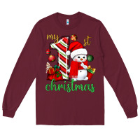Burgundy my 1 st christmas with cute snowman bbs Long Sleeve Tee - BundleAndBundleShop