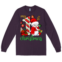 Plum my 1 st christmas with cute snowman bbs Long Sleeve Tee - BundleAndBundleShop