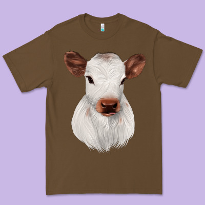White Cute Calf Premium Tee Designed By Jahusdesignshop