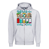 Heather Grey battery life of a teacher monday friday Zipper Hoodie - NancyCooperArtShop