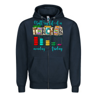 Navy battery life of a teacher monday friday Zipper Hoodie - NancyCooperArtShop