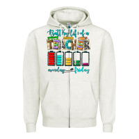 Oatmeal Heather battery life of a teacher monday friday Zipper Hoodie - NancyCooperArtShop