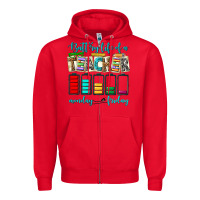 Red battery life of a teacher monday friday Zipper Hoodie - NancyCooperArtShop