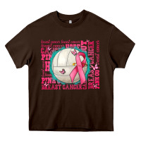 Chocolate Brown pink out breast cancer volleyballs Heavy Core Tee - AdoDesignShop
