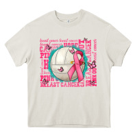Cream pink out breast cancer volleyballs Heavy Core Tee - AdoDesignShop