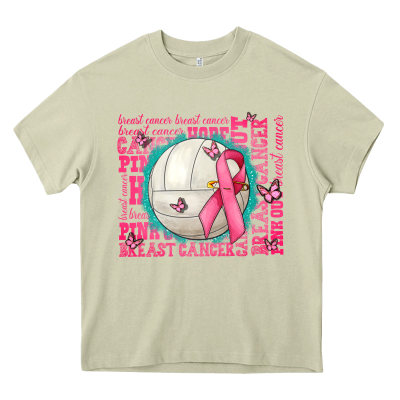 Pink Out Breast Cancer Volleyballs Heavy Core Tee by AdoDesignShop | Teevron