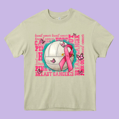 Pink Out Breast Cancer Volleyballs Heavy Core Tee Designed By Adodesignshop