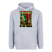 Heather Grey celebrating black freedom 6 19 1865 juneteenth Heavyweight Hoodie - CowGirlArtShop