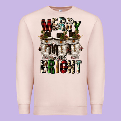 Merry And Bright Premium Sweatshirt Designed By Cowgirlartshop