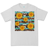 Dove Grey sunflower western seamless revize Premium Tee - AdoDesignShop