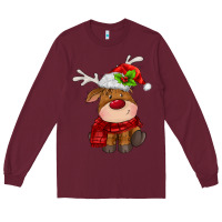 Burgundy christmas baby deer Long Sleeve Tee - MaliasSmallBusiness