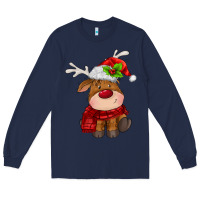 Navy christmas baby deer Long Sleeve Tee - MaliasSmallBusiness