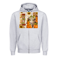 Heather Grey fall hay there pumpkin Zipper Hoodie - texasbilliewilder