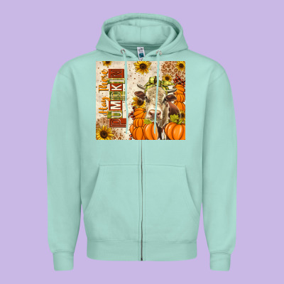Fall Hay There Pumpkin Zipper Hoodie Designed By Texasbilliewilder