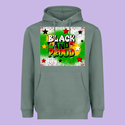 Black And Proud Heavyweight Hoodie Designed By Cowgirlartshop
