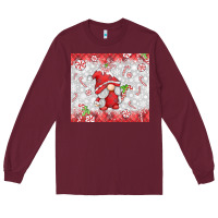 Burgundy candy cane gnome Long Sleeve Tee - MaliasSmallBusiness