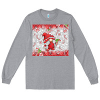 Heather Grey candy cane gnome Long Sleeve Tee - MaliasSmallBusiness
