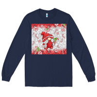 Navy candy cane gnome Long Sleeve Tee - MaliasSmallBusiness