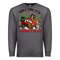 Charcoal Heather holy cow its christmas Premium Sweatshirt - CowGirlArtShop