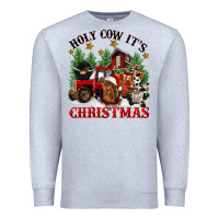 Heather Grey holy cow its christmas Premium Sweatshirt - CowGirlArtShop