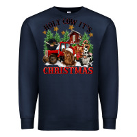 Navy holy cow its christmas Premium Sweatshirt - CowGirlArtShop
