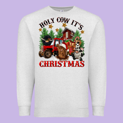 Holy Cow Its Christmas Premium Sweatshirt Designed By Cowgirlartshop