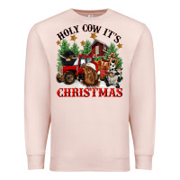 Pale Pink holy cow its christmas Premium Sweatshirt - CowGirlArtShop