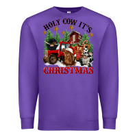 Purple holy cow its christmas Premium Sweatshirt - CowGirlArtShop