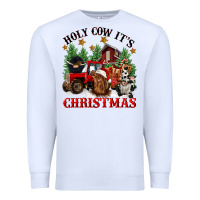 White holy cow its christmas Premium Sweatshirt - CowGirlArtShop