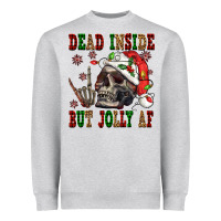 Heather Grey Dead inside but jolly af Heavyweight Sweatshirt - NancyCooperArtShop