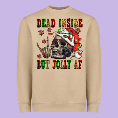 Dead Inside But Jolly Af Heavyweight Sweatshirt Designed By Nancycooperartshop