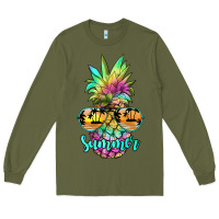 Army Green tie dye pineapple, summer Long Sleeve Tee - JahusDesignShop