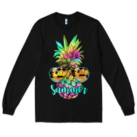 Black tie dye pineapple, summer Long Sleeve Tee - JahusDesignShop