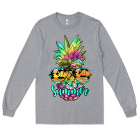 Heather Grey tie dye pineapple, summer Long Sleeve Tee - JahusDesignShop