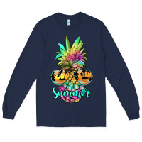 Navy tie dye pineapple, summer Long Sleeve Tee - JahusDesignShop