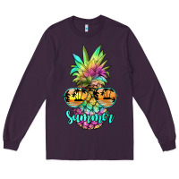 Plum tie dye pineapple, summer Long Sleeve Tee - JahusDesignShop
