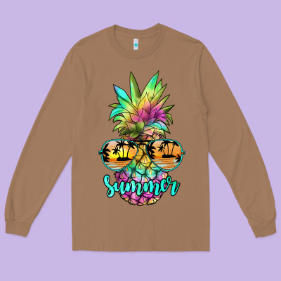 Tie Dye Pineapple, Summer Long Sleeve Tee Designed By Jahusdesignshop