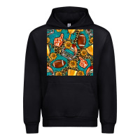 Black american football winner cup and helmet seamless pattern Urban Hoodie - BundleAndBundleShop