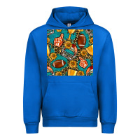Cobalt american football winner cup and helmet seamless pattern Urban Hoodie - BundleAndBundleShop