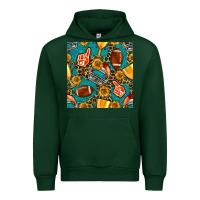 Forest Green american football winner cup and helmet seamless pattern Urban Hoodie - BundleAndBundleShop