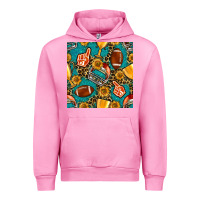Fuchsia Pink american football winner cup and helmet seamless pattern Urban Hoodie - BundleAndBundleShop